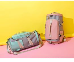 Autumn and winter contrast nylon cloth fitness bag short distance luggage bag multifunctional travel bag fashion sports backpack