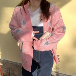 Women's Knits & Tees Lazy Wind Loose Knit Jacket Women Autumn Korean Version Of Diamond Love Wild Thick Sweater Cardigan Top