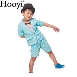 Baby Boys Business Suits Light Blue 5-Cent Pant Children Fashion 2-Pieces Clothes Set Kids Boy Outfits Jacket Shorts Pants 210413