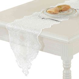 European Style Table Runner White Lace Luxury Dinning Tea Cloth Wedding Decoration Home Textile 211117