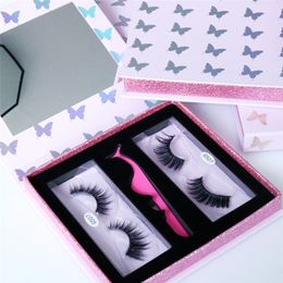 Butterfly Empty 3d Mink Eyelashes Box With Mirror Pink Laser False eyelash Packaging Boxes Without Lash and Tweezer Gift Case