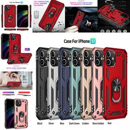 Shockproof Armor Phone Case For iPhone 12 11 Pro XR XS Max X 6 7 8 Plus Magnetic Finger Ring Anti-Fall Cover