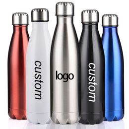 Custom Double-Wall Insulated Vacuum Flask Stainless Steel Bottle for Water Bottles Thermos Gym Sport Shaker Botella De Agua 210913