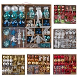 Valery Madely 90Pack Christmas Balls Ornaments Xmas Christmas Tree Hanging Snowflake Pendants for Year Navidad Home Decor 211018