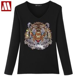 New arrrive Tiger tshirt Lady Luxury design of Diamonds Cotton T shirt Women's top tees Designer female t-shirt Plus size 5XL 210330