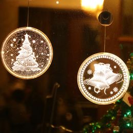 2022 luces de navidad copo de nieve Luces de noche Vacaciones de Navidad LED lámpara colgante 3D Hogar Café Tienda Bar Ventana Pared Fiesta Árbol Campana Navidad Campado de nieve Copo de nieve Iluminación