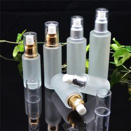 Frosted Glass Bottle Lotion Spray Pump Container Comestic Refillable Storage Packing Bottles 20ml 30ml 40ml 50ml 60ml 80ml 100ml