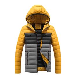 Men Splicing Parker Down Coats Fashion Trend Warm Windproof Hooded Puffer Jacket Wholesale Designer Winter Coldproof Casual Puff Jackets