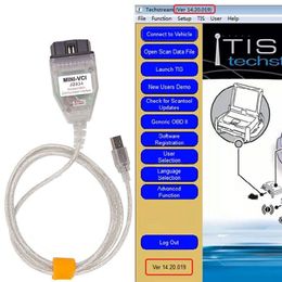 MINI VCI cable with FT232RQ chip V14.20.019 J2534 For TOYOTA obd2 Diagnostic interface