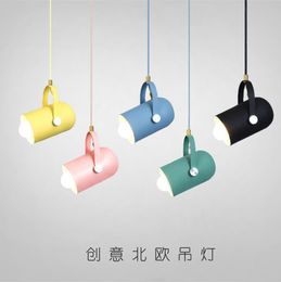 Pendant Lamps Nordic Color Bar LED Chandelier Lighting 110V-220V Simple Modern Small Clothing Store Restaurant Macarons