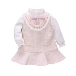 Vlinder Baby Girls Dress Baby Clothes Spring Autumn Princess Style Cute Dress 2pcs set Birthday Long Sleeves Girl Dresses 9M-4T 210331