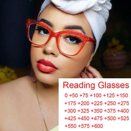 Fashion Blue Light Blocking Red Reading Glasses Women Big Square Eyeglasses Frame Unique Eyewear Prescription Plus 0 to +6.0