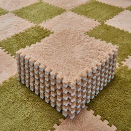 10pcs/lot Stitching Carpet Bedroom Full Shop Household Square Puzzle Floor Mat Plush Surface Eva Foam Floor Mat Tatami Mat F8142 210420