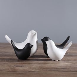 -Nordic Creative Craft Branco Cerâmica Pássaro Estatuetas Decoração de Casa Acessórios Festa Artesanato para Sala de Living Prateleiras Ornamentos de Casamento