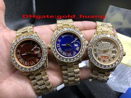 Luxury 40mm Big Iced diamonds Mechanical man watch (red, green dial) All diamond band Automatic 316L Stainless steel men's watches