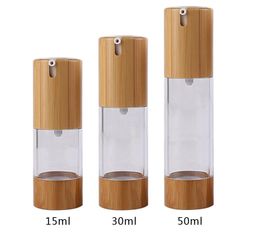 Bamboo Cosmetic Airless Bottle Transparent Vacuum Lotion/Emulsion Press Pump Container,Foundation/Concealer Bottle