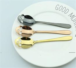 new Stainless Spoons Silverware Spoon Sugar Steel For Colours Coffee Tea Cutlery Tea Skull 3 Tea Spoon FWB7524