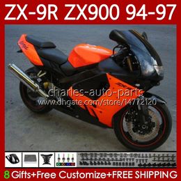 MOTO Bodywork For KAWASAKI NINJA ZX 9R 9 R 900 CC ZX9 R ZX900C 94-97 Orange Black Body 100No.36 ZX900 900CC ZX-9R ZX9R 94 95 96 97 ZX-900 1994 1995 1996 1997 OEM Fairing Kit