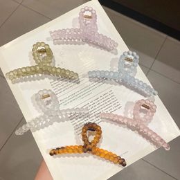 Fashion Clamps 2022 Spring Colourful Transparent Acrylic Frosted Hair Clips Simple Irregular Geometric Hollow Cross Hair Claw for Women