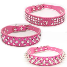 Dog Collars & Leashes Small Dogs Accessories Spiked Rhinestone For Puppy Big Product Collar Cat Pet Necklace Honden Halsband Mascotas