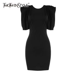 Black Sexy Mini Dress For Women O Neck Sleeveless High Waist Slim Casual Dresses Female Fashion Clothes Summer 210520
