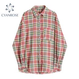 Plaid Shirts Or Tops Women Long Sleeve Harajuku Casual Cardigan Blouses Plus Size Office Ladies Korean Vintage Hot Blusas 210417