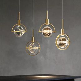 Pendant Lamps Modern LED Crystal Chandelier Kitchen Bar Bedroom Bedside Decor Lighting Dining Room Hanging Ceiling Lights