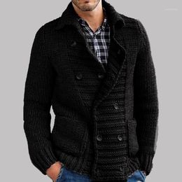 Mens Knitted Cardigan Full Front Zipper/Button Sweater with 2 Side Pockets