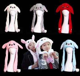 Rabbit Hat Moving Ears Cute Cartoon Toy Hat Kawaii Funny Birthday Gift Bunny Plush Winter Hat For Kids Adult Girlfriend GC561