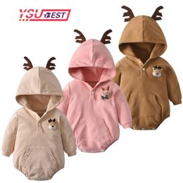 Christmas Boys Jumpsuit Girl Rompers Deer born Hoodie Long Sleeve Kids Baby Girls Outfits Clothes 210417