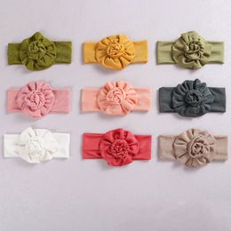 2021 New Baby Rolled Flower Headband Head Waps Newborn Cotton Turban Flower Stretch Hair Bands Girls Hair Accessories