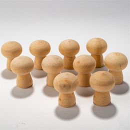 DIY Crafts Smooth Natural Wood Color Wooden Toy Mushroom Head Children's Toys Arts Painting Ornament