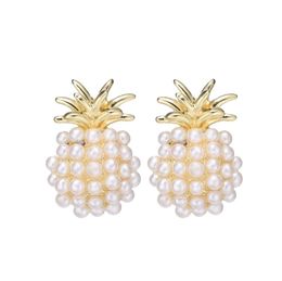 Pineapple Pearl Earring French Retro High-quality Stud Earrings Temperament Female Jewelry