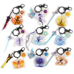 Genshin Impact Keychain Man Klee Acrylic Key Chain Women Key Ring Game Pendant High Quality Key Holder Brelok Diluc Ragnvindr G1019