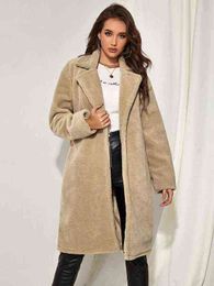 Autumn And Winter Medium And Long Fur Like Warm Coat Street Trend Leisure Women's Fur Integrated Coat 211207