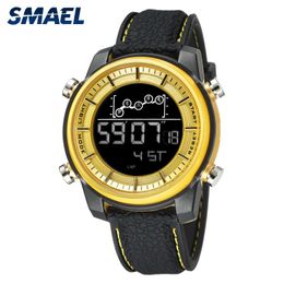 Smael Quartz Men's Watches Lovers Oversize Led Digital Fashion Watch s Waterproof Luxurious 1556 Stainless Steel for Male Watch Q0524