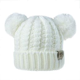 2022 kids designer hats caps baby winter hats wholesale children knitted hats pom poms hat handmade wool crochet beanies girls boys