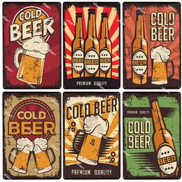 2022 New Funny Cold Beer House Metal Painting Signs Plaque Vintage Pub Bar Decor Wine Plate Poster Home Decor Art Wall Sticker