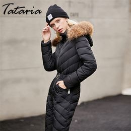 Outwear Women Ski Suits Down Cotton Tracksuits High Quality Winter Warm Long Coat Female Hooded Jumpsuit 210514