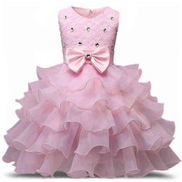 New XMAS Baby Girls Party Lace Tulle Flower Gown Fancy Bridesmaid Dress Sundress Girls Dress Little Girl Princess Tutu Gown G1129