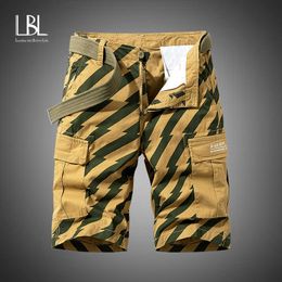 Men Cotton Cargo Shorts Summer Mens Casual Fashion Solid Classic Pockets Legwear Military 28-38 ropa hombr 210714