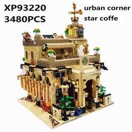 New MOC Modern Star Lucky Coffee Shop Series 93220 Architecture Building Blocks Bricks DIY Cities Street View Toy for Kids Gifts X0902