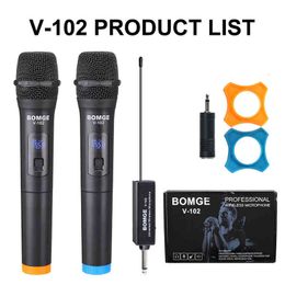 Microphones Microphone Wireless Voice Professional Recording KTV Microphone Treble Bass Channel Handheld Home Mic Player Singing w/ Receiver T220916