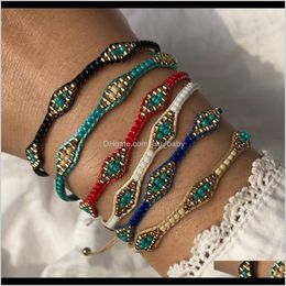 Charm Bracelets Jewelry Drop Delivery 2021 Bohemian Style Friendship Hand Woven Rope Colorful Rice Beads Bracelet Exotic Accessories Nbtiz