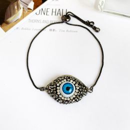 Bracelet for Women Rainbow Turkish Black Copper Inlay Zircon Blue crystal Bracelet Girls Evil Eye Jewelry