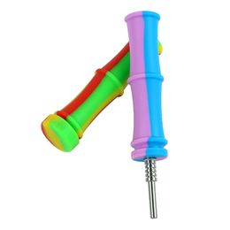 Silicone Nectar Collector Food Grade Smoking Dab Straw Hand Pipes with 10mm titanium tip