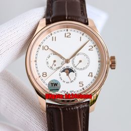 3 Styles Top Quality Watches TWF Rose Gold 344202 Perpetual Calendar 42.4mm Cal.82650 Automatic Mens Watch Silver Dial Leather Strap Gents Sports Wristwatches