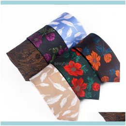 Neck Ties Fashion Aessories 7Cm Retro Tie Funny Creative Neckt Hongkong Style Personality Red Purple Big Flower Cool Trampoline Shirt Neckwe