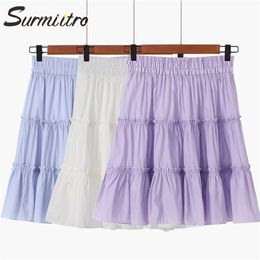 Spring Summer Mini Laciness Skirt Women Elegant Korean Style Aesthetic High Waist School Female 210421