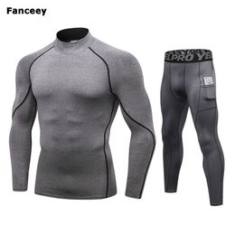 Fanceey High Collar Winter Thermal Underwear Men Long Johns Men Rashgard Shirt+pants Sets Warm Compression Underwear Thermo Men 211105
